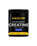 Athlivia Creatine Monohydrate 100g pouch – front view showing product label, 33 servings, micronized creatine for muscle strength and performance.