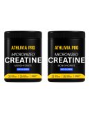 Creatine Combo Pack – Athlivia’s 2x100g micronised creatine jars placed in a gym setting