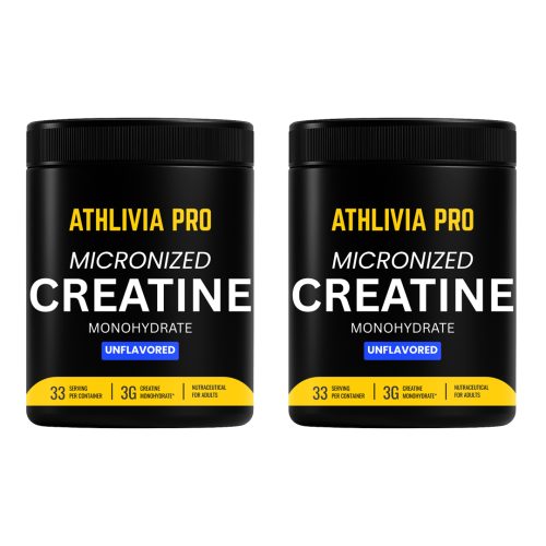 Creatine Combo Pack – Athlivia’s 2x100g micronised creatine jars placed in a gym setting